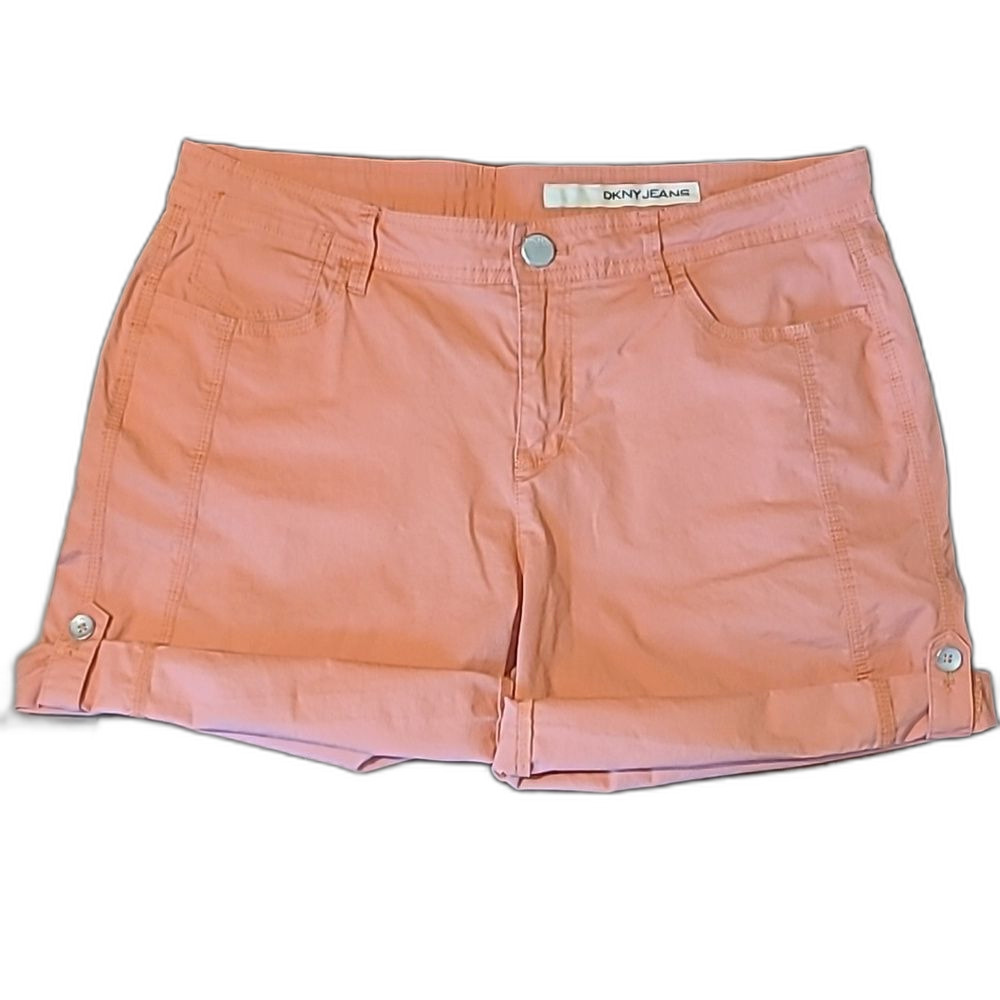DKNY Roll Tab Bermuda / Short Shorts Mid Waist Rise Pockets Adjustable Length